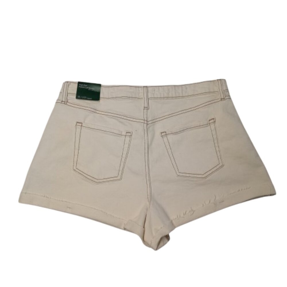 Women's High-Rise Rolled Cuff Jean Shorts - Wild Fable Off-White 12 NWT - Picture 3 of 11